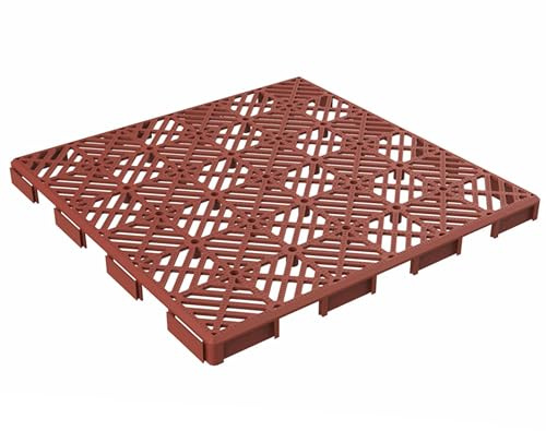 Deck Tiles - 30-Pack Polypropylene Interlocking Patio Tiles ? Outdoor Flooring for Balcony, Porch, and Garage by Pure Garden (Terracotta)