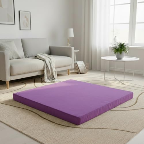 TokSay Velvet Zabuton Meditation Mat - Large Floor Pillow for Adults & Yoga Meditation Cushion - High Density Foam Floor Seating with Washable Cover, 31x31 Inch (Purple)