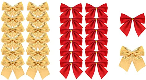 FOMIYES Arbre de Noël Bowknot, Nœuds et Décoratifs, Noeud pour Sapin de Noel, Noeud Sapin Noel, Noeud de Noël pour la Décoration (Rouge+Or)