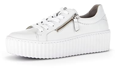 Gabor Damen Low-Top Sneaker, Frauen Halbschuhe,Wechselfußbett,Best Fitting,Plateausohle,straßenschuhe,Strassenschuhe,Weiss (Ice),38.5 EU / 5.5 UK