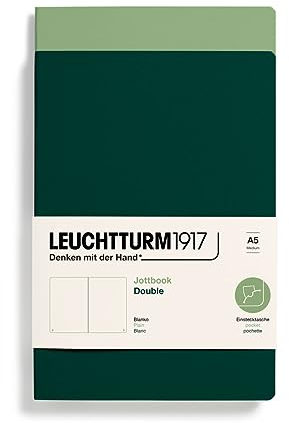 LEUCHTTURM1917 368180 Jottbook (A5), 59 nummerierte Seiten, Blanko, Salbei und Forest Green, im Doppelpack