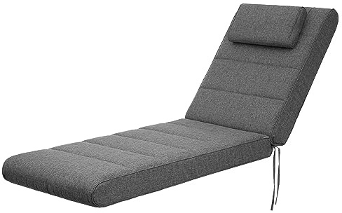 HOBBYGARDEN Outdoor/Indoor Coussin de siège pour meubles de jardin, chaises ou chaise longue - 204 x 60 x 10 cm - Anthracite