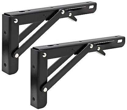 Wand Winkel Regalhalterung 2PCS Dreieck Klapp Winkel Halterung Schwere Unterstützung Einstellbare Wand Bank Tisch Regal Campervan Klapp Halterung (Color : 295x130mm Black)
