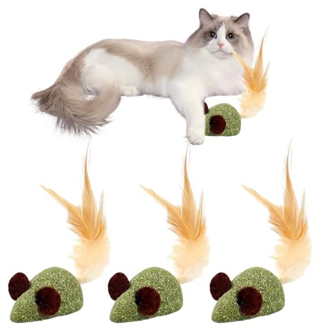 Smavles Katzenminze Ball Maus, 3 Stück Katzenminze Bälle Katze Minze Spielzeugball Katzenkugel Spielzeugkatze Minzkugel für Die Reinigung Der Katzenzähne und Den Magen-Darm Schutz