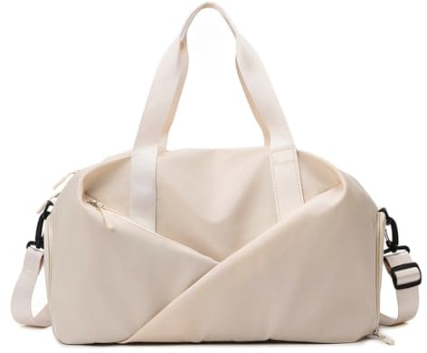 YYKSYDPT Borsa da Palestra, Borsone Sportivo Unisex con Scomparto per Scarpe e Tasche Bagnate Impermeabili, Borse da Viaggio per Il Fine Settimana per Nuoto Yoga (Bianco)