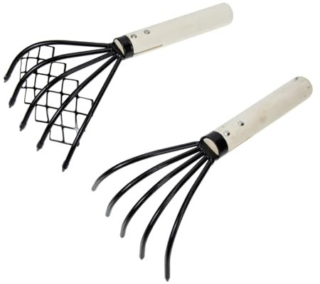 Happyyami 2pièces Râteau De Plage Inoxydable avec Manche Outil De Creusage pour Fruits De Mer