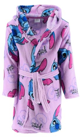 Disney Stitch Robe de Chambre pour Fille, Robe Doux Motif Stitch Peignoir en Polaire Velours, Tailles 4 à 12 Ans (FR/ES, Âge, 8 ans, Taille normale, Lila)