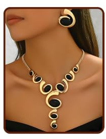 JWIGP Gold Jewelry Set, Silver Black Boho Western Chunky Vintage Pendant Necklace Stack Trendy Adjustable Non Tarnish Cowgirl Dainty Hypoallergenic Earrings Jewelry Sets For Women (GoldSet)
