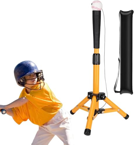Hikeen Baseball & Softball Batting Tees: Équipement D’Entraînement Baseball Tee de Battage Réglable en Hauteur pour Batteur Débutant, Support Balle Baseball Portable pour Améliorer Swing-Jaune
