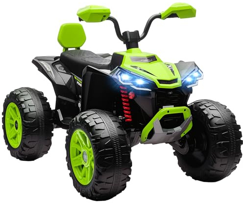AIYAPLAY Quad Eléctrico para Niños 24V de 2 Plazas, para Niños de 3-8 Años, con 2 Motores, Velocidad hasta 6,5 km/h, Ruedas con Suspensión, Faros, Bocina, Música, USB, Verde