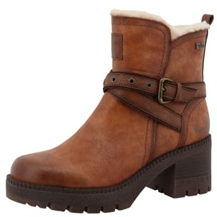 MUSTANG - Boots cognac à talon décroché moyen avec un zip et une boucle décorative - Taille numeric_36
