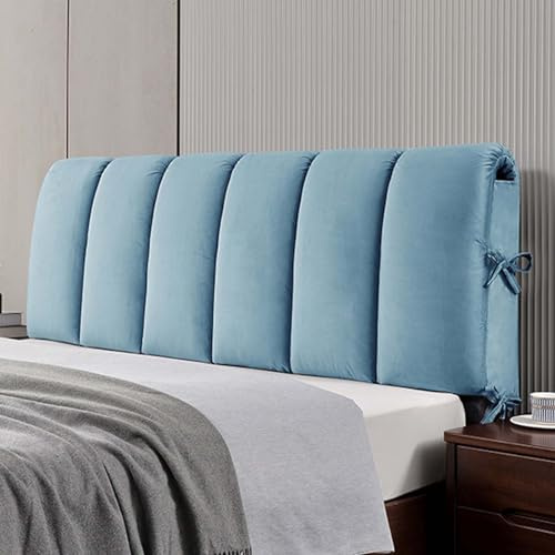 Fodera imbottita per testiera letto matrimoniale in metallo, supporto per la schiena, elegante protezione per testiera (blu, 190 x 60 cm), migliora il comfort della camera da letto