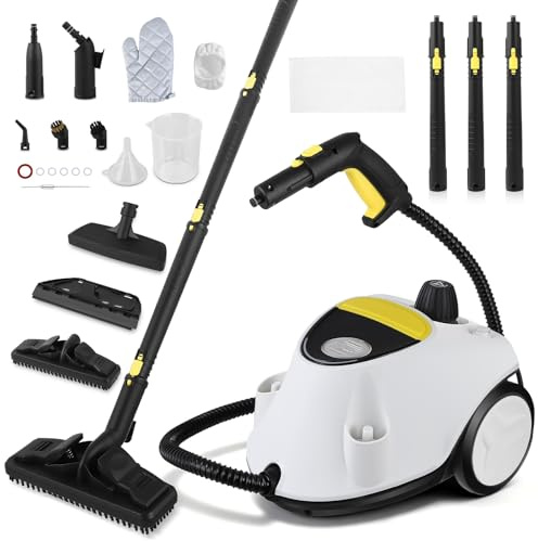 Limpiador de Vapor 2100W con Depósito 2,1L de Acero Inoxidable 304 – Presión 5 Bares & Vapor a 105°C– Seguridad Infantil & Protección Sobrecalentamiento para Suelos, Ventanas, Cocina, Baño