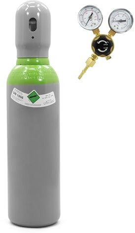 Gasflaska Argon CO2 5 l fylld tryckreducerarset | Blandgas 18 (82% argon, 18% CO2) skyddsgas för MIG MAG svetsning | svetsgas 150 bar, 1 m³, TÜV 10 år, W21.8 Bestschweissen.de