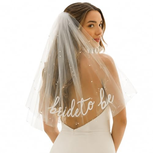 Bride to Be Veil, White Wedding Veil, Pearl Decorated Bachelorette Party Accessories, Bridal Shower Decorations, Bride To Be Sash Head Hen Night Engagement