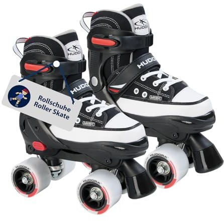 HUDORA Rollschuh Roller Skate in pink/schwarz - hochwertige Rollschuhe aus Nylon - Bequeme Kinder Rollschuhe über 4 Größen verstellbar - stilvolle Rollschuhe für Kinder & Jugendliche
