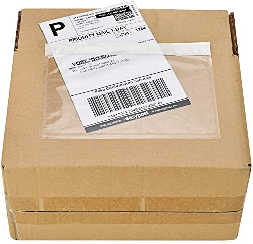 9527 Product 7.5 x 5.5 Clear Adhesive Top Loading Packing List/Shipping Label Envelopes (200 Pack)