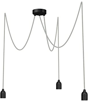 Relight Pendelleuchte 3-flammig Kraken (höhenverstellbar), E27 Lampenfassungen aus Bakelit, 3x 3 Meter Textilkabel Leinen-Grün Zick Zack