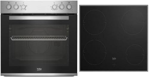 Beko BBUC12020X Einbau Herdset mit Glaskeramikkochfeld, 60cm breit, 74L, Grill, Ober-Unterhitze, Restwärmeanzeige, SteamShine, Edelstahl