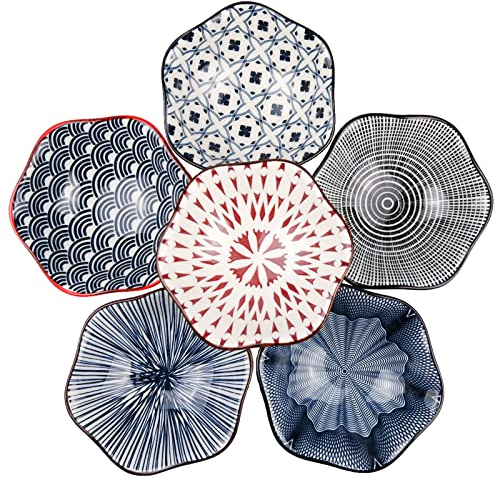 6pcs Cuencos de Cerámica,Cuencos de aperitivo,Cuencos de Salsa,Plato para Postre,Platillos de Cerámica Diámetro de 9,8 cm para Aperitivos,Especias,Snack y Soja