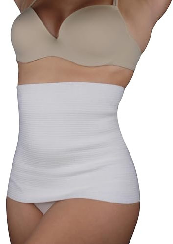 Leedya Fascia Lombare Supporto Schiena Elasticizzata 100% Made In Italy, Pancera Addominale Riscaldante per Mal Di Schiena - Pancera Post Operatoria in lana e cotone (Tg 4/M 76/90 Cm, Bianco)