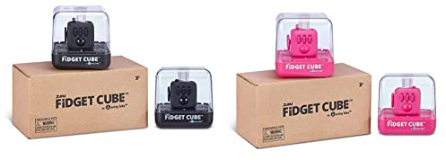 Fidget Cube von Antsy Labs, Antistresswürfel Schwarz (2er Pack) & Fidget Cube von Antsy Labs, Antistresswürfel Rosa (2er Pack)