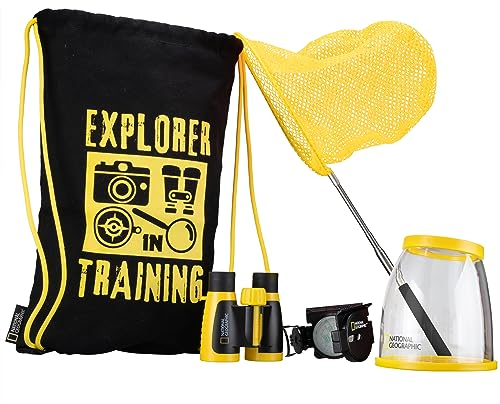 NATIONAL GEOGRAPHIC Erkundungsset für Kinder: Abenteuerset mit Fernglas, Kompass, Fangnetz, Lupe & Tasche - Abenteuer in der Natur!