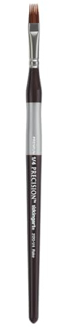 KINGART Premium Precision 2120-1/4 RAKE Series Artist Brush, Synthetic Amber Taklon, Short Ergonomic Comfort Handle, for Acrylic, Oil and Watercolor Paint, Size 1/4
