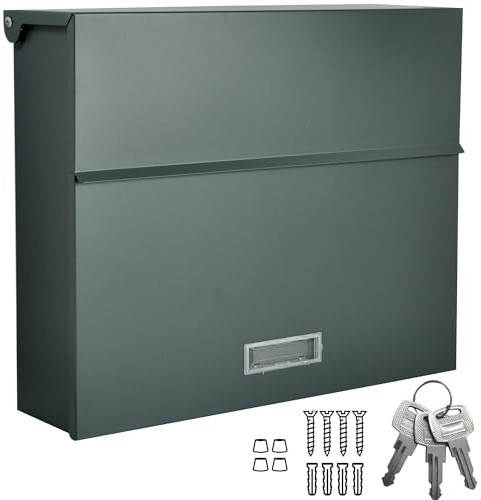 ALSTEN TECH Buzón de pared sin compartimento para periódicos, color gris antracita mate RAL 7016, adecuado para A4/C4