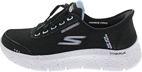 Skechers Mujer Go Walk Flex Clear Creek Slip-In ENTRENADOR, Black Textile/Mauve Trim, 39.5 EU