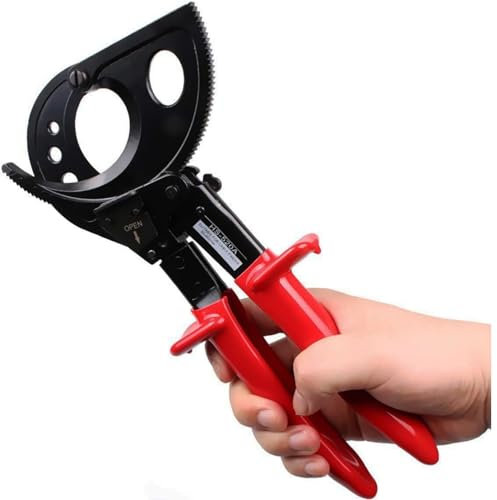 Jargrovs Cortador de cable de trinquete,Cortador de alambre,HS-520A cortador de trinquete y cortador de cables de trinquete de 400 mm²,Heavy Duty aluminio y cobre Ratchet Cable Cutter