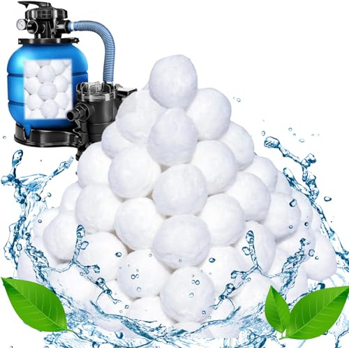 Aornmrs filterbollar pool 1 400 g, filterbollar för sandfiltersystem pool, återanvändbara filterbollar, kan ersätta för 50 kg filtersand, för pump, akvariesandfilter, poolrengöring tillbehör