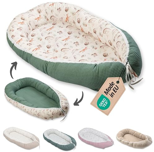 Reducteur de lit bébé ULLENBOOM Amis de la forêt (55 x 95 cm) Cocon bébé, Nid de bébé, nid en coton, utilisable comme coussin pour bébé e cale bebe