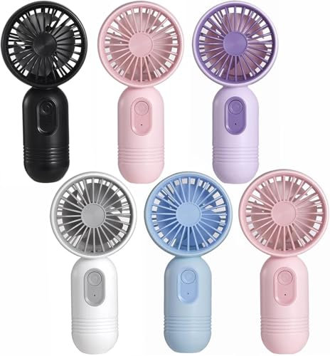 VanSmaGo 6 Pack Mini Handheld Fans, USB Rechargeable Personal Fan Set with 3 Speeds, Small Portable Fans for Group Travel, Classroom, Event Bags, Office Sharing, Team Gifts