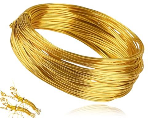 Lhbwhiz Alambre para manualidades,alambre de aluminio flexible, alambre para joyería artesanal,alambre para manualidades,alambre para encuadernación,alambre de aluminio(dorado,1 mm * 15 m)