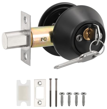 PATIKIL Keyed Alike Double Cylinder Deadbolts, Keyed Entry Door Knob Anti-Theft Exterior Door Hardware for Front Door and Entrance Door, Matte Black