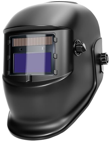 HYCHIKA Welding Mask Auto Darkening - Solar Welding Helmet with Adjustable Shade Din 9-13 and 2 Independent Sensors, Replaceable Battery Welders Helmet, True Colour Welding Cap for TIG MIG ARC