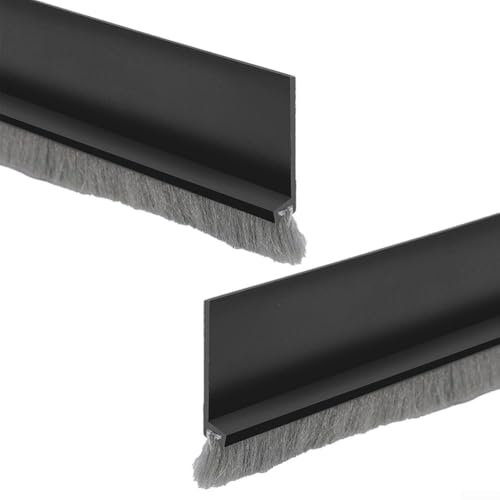 Balai de porte avec brosse 2 pièces pour une isolation acoustique efficace et le blocage de la poussière (noir)