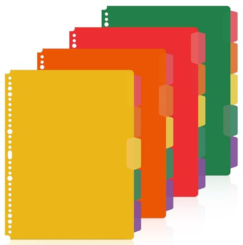 Ordner-Register A4 Trennblätter mit 11 Lochgestanzten, 20 Stück Ordner Organizer Ordner Register Trennstreifen Trennlaschen Ringbuchregister für Ordner Organisation, 5 Farben