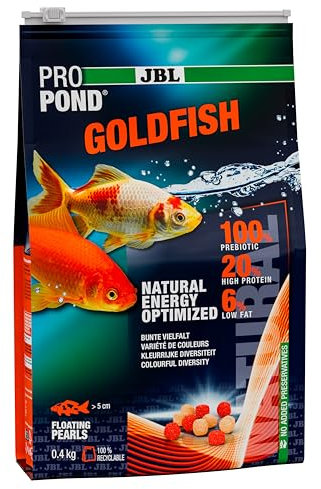 JBL PROPOND Goldfish 0,4kg (3 L) | Ganzjahresfutter Perlen für Goldfische & Schleierschwänze | Fördert Gesundheit & kräftige Farben | Artgerechte Ernährung | Schwimmend | ab 10 °C
