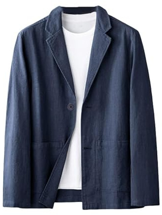 Homme Blazer Vestons,Veste De Costume Légère en Lin pour Homme, Respirante, Confortable, pour Le Sport, pour L'Été, pour Les Affaires, Les Mariages, Le Travail, Ample, Simple, Couleur Unie, avec
