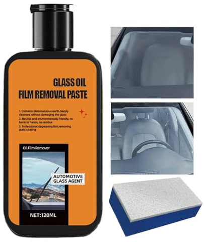 Limpiador de películas de de vidrio automotriz: gel anti-Glare Anti-Glare de 120 ml, ventanas de autos de eliminación de película de fuerte, esmalte multipropósito con pincel | Solución