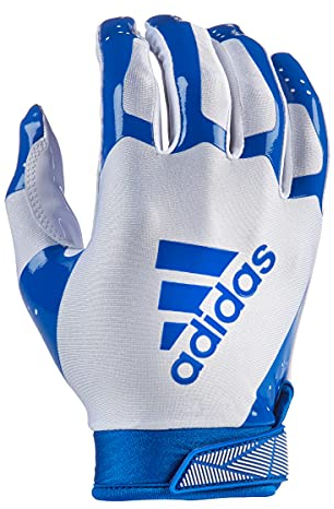 adidas ADIFAST 3.0 Youth Football Receiver Glove, White/Royal, Small