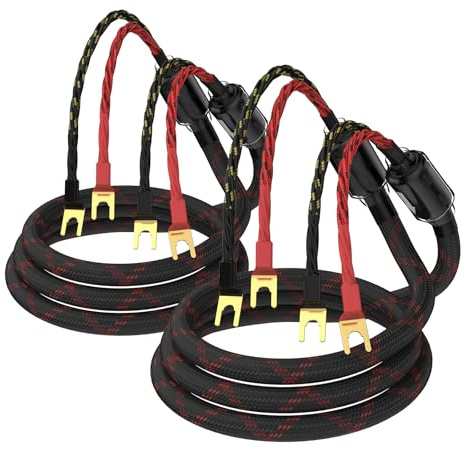Tertullus HiFi OFC Braid Audiophile Speaker Cable with Spade Plugs, 4 Spade Plugs Total (2.5m/8.20ft)