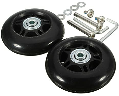 KUEZCVYA Kofferrollen, Kofferrollen Ersatzrollen mit Achsen Schraubenschlüssel Reparatur Paar Mute Ersatz Wheels für Koffer Gepäckwagen (60mm*18mm)