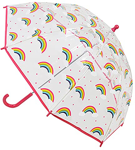 KAV Kids Transparent School Umbrella Boys and Girls - Sweet, Beautiful, Lightweight Design Dome Parasol for Your Child