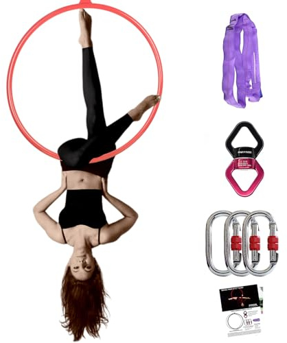 PRIOR FITNESS Aerial Hoop Set, Professional Aerial Lyra Hoop, 85cm/90cm/95cm Stainless Steel Single Point Circus Fitness Aerial Hoop, Aerial Yoga Hoop for Home, Gym, Clubs (90#32)