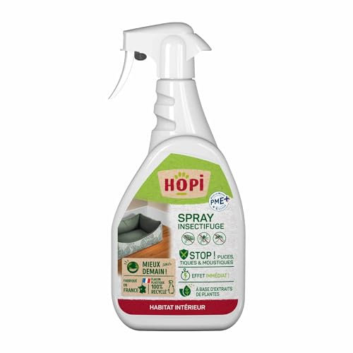 HOPI Spray Insectifuge pour la maison 500 ml - A base d’Extraits de Plantes - Protection idéale pour repousser les Puces, les Tiques et les Moustiques - Pratique et Facile - Fabriqué en France