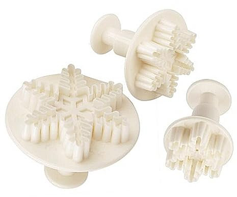3pcs Snowflake Fondant Plungers Cutters for Cake Decorating