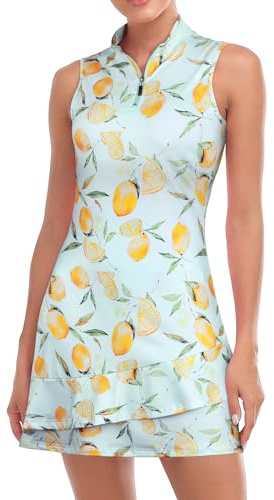 Viracy Golf Tennis Dress for Women Athletic with Shorts, Coolness Lemons-S